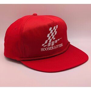 Vintage Hoosier Lottery 90s Indiana Lottery Red Snapback Trucker Hat Cap Lotto